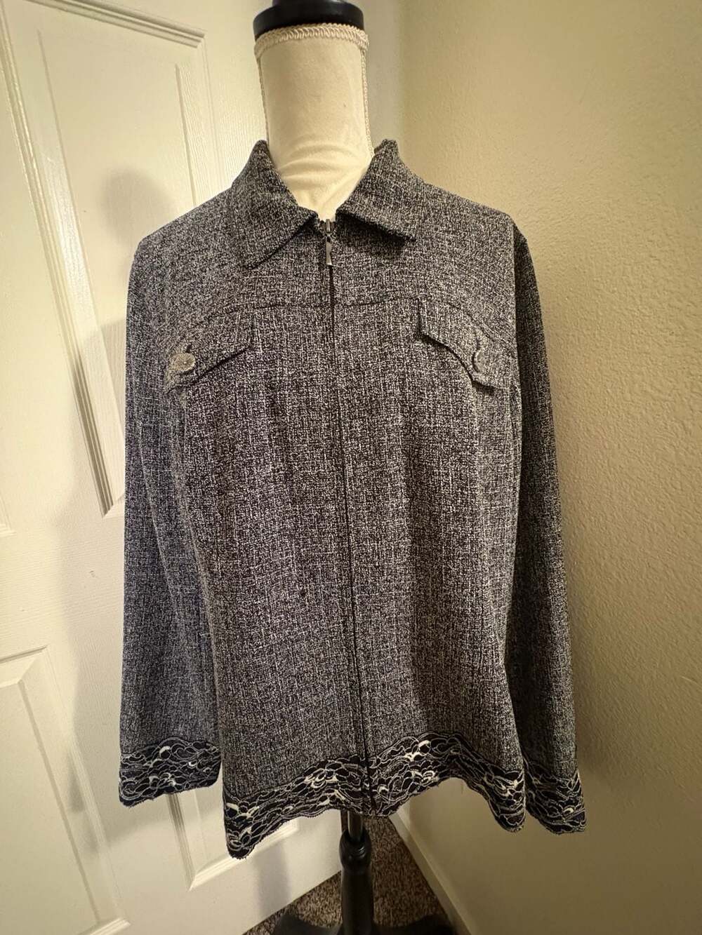 Coldwater Creek XL Zip Blazer with Lace